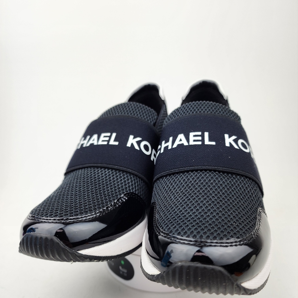 Michael Kors Felix Trainer Platform Wedge New Scuba Black MK Print - Picture 4 of 7